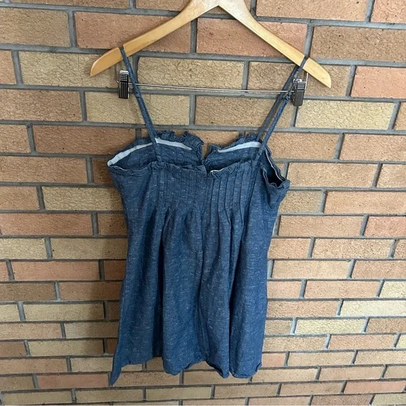 Madewell Chambray Pintuck Cami Ruffle Chambray Mini Dress Size 4 - Picture 3 of 8